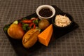 PloughmanÃ¢â¬â¢s lunch with red leicester cheese. Royalty Free Stock Photo